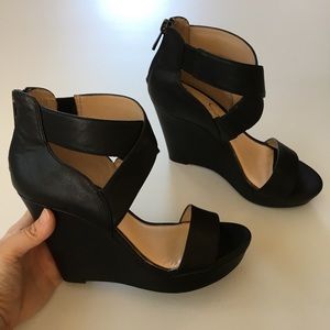 Black Strappy Jessica Simpson Wedge Heel Sandals